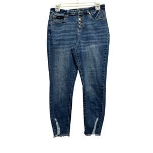 Indigo Rein Curvy Fit Skinny Blue Jeans Juniors 9 Waist 28 Distressed
